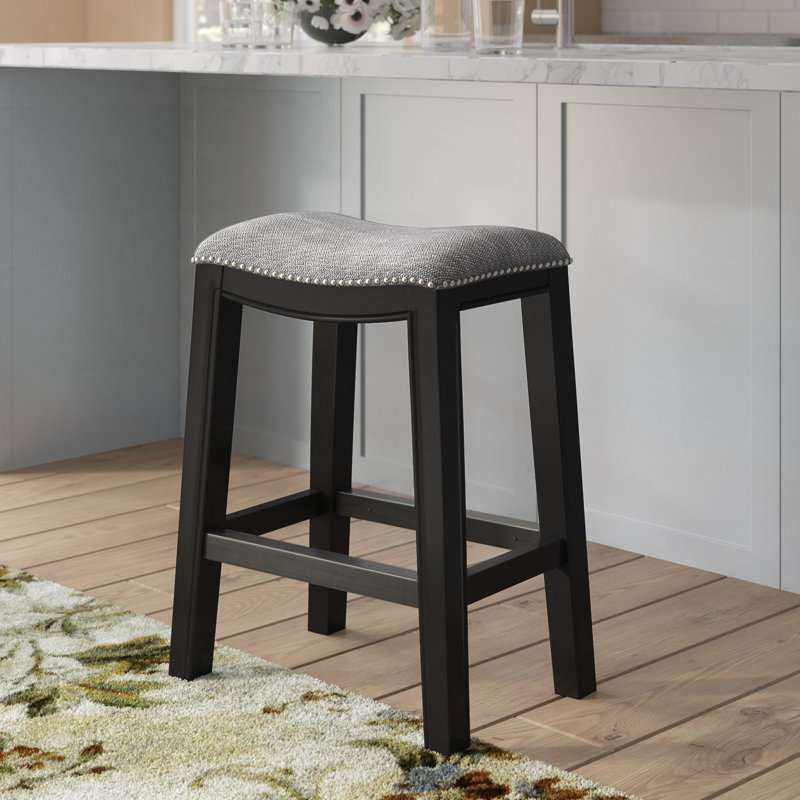 Alamea Nailhead Saddle Counter Stool, Gray/Black