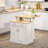 Kitchen Island With Storage Cabinet And 2-Level Rubber Wood Tabletop, Island Table With Adjustable Shelves And Drawers, White