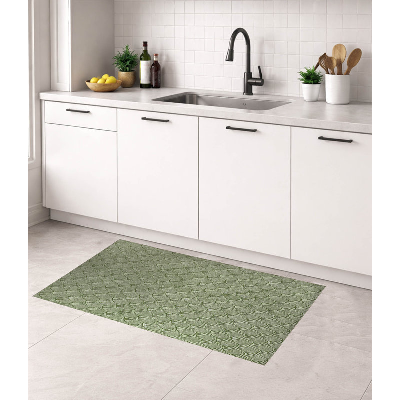 Rolling Humps Low Profile Kitchen Mat, Rectangle 2' x 3', Olive Green