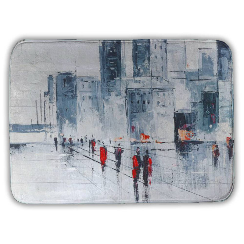 Walk in the city Bath Mat with Non-Slip Backing - Quick Dry Memory Foam Bathroom Rug - Absorbent - Modern Plush Spa-Style - Machine Washable