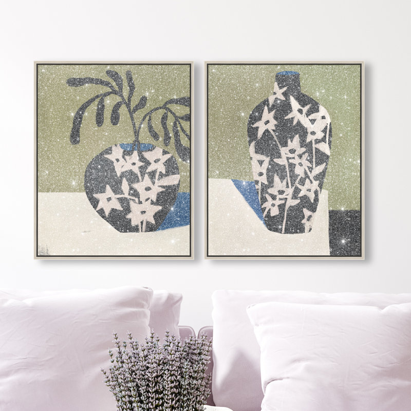 Noir Vase Set Set by Oliver Gal, 74"H x 62"W, Silver Floater Frame