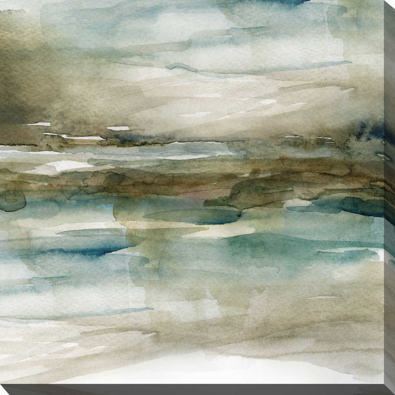 Riverbank par Carol Robinson - Peinture, L 18 po x H 18 po, Toile tendue