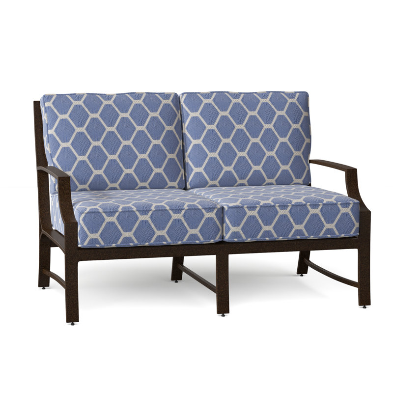 Seal Cove Outdoor 2 - Seat Loveseat, Chestnut Brown, Canvas Navy Sunbrella® Canvas