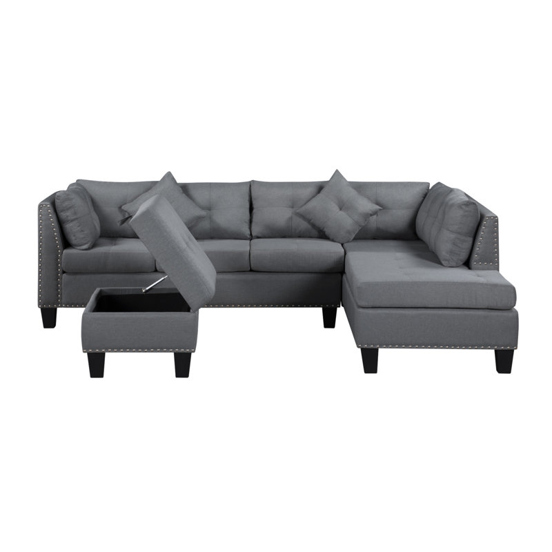 104.5" Upholstered Sofa,Chaise & Ottoman