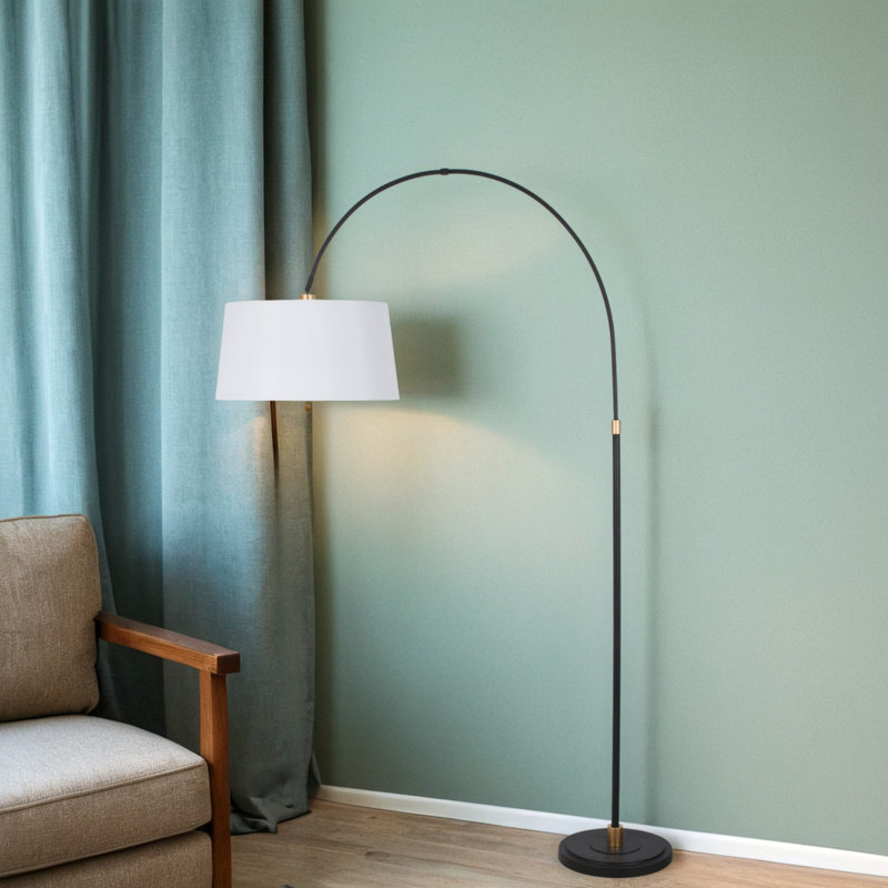 Lampe sur pied 78 po en métal avec abat-jour en lin, noir