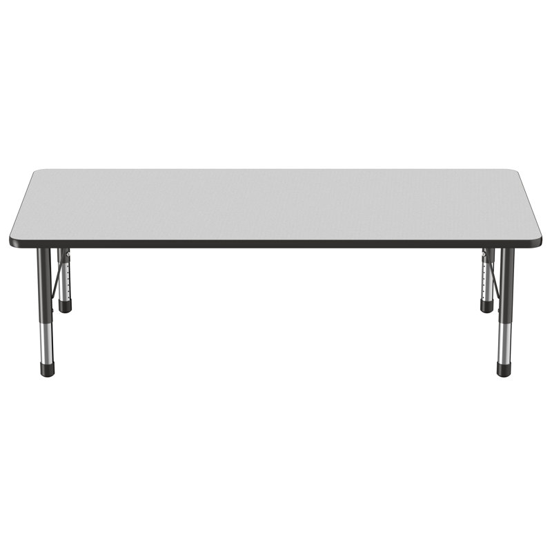 Table d'activité rectangulaire à hauteur réglable en forme de T, Gris / Noir, Épais, 36 po x 72 po