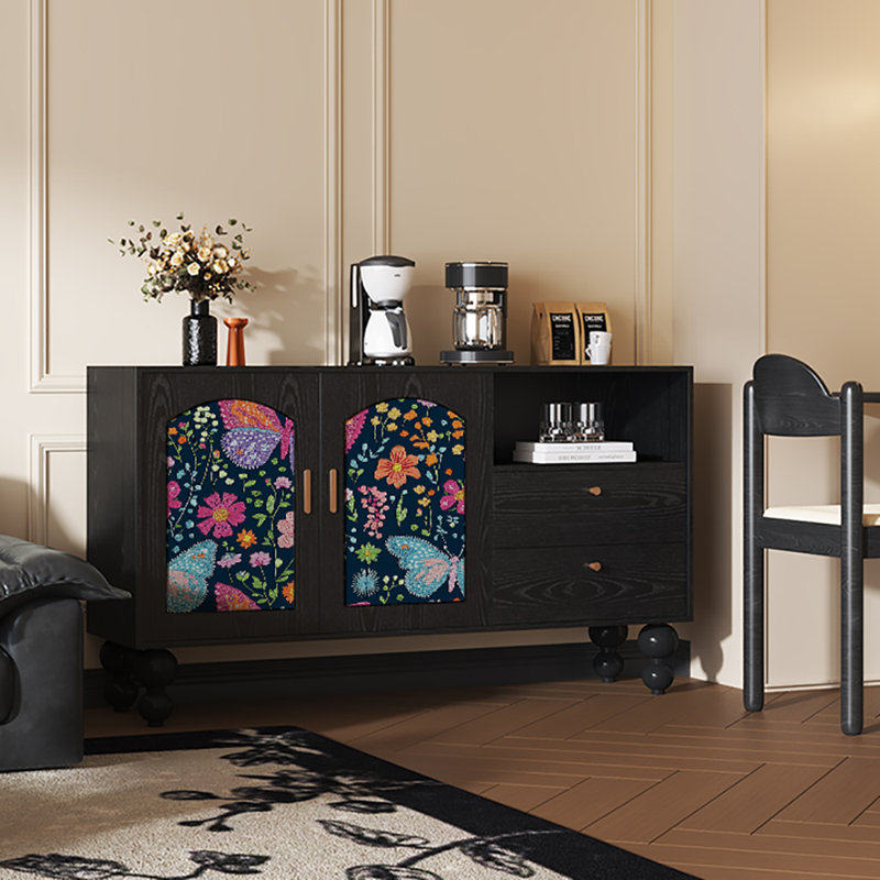 59.1in Multi-functional Sideboard Cabinet, Black