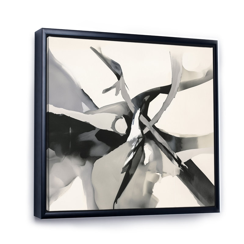 «Abstract Neutral VII» sur toile, H 44 po x l 34 po x P 1,5 po, Cadre flottant noir