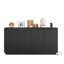 Meuble télé noir à 4 portes cannelées avec prise de courant, centre de divertissement Wave Design et buffet de rangement-36155774
