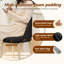 Chaise de coiffeuse pivotante à 360° sans roulettes, sans accoudoirs, en similicuir ergonomique avec pieds en métal, noire.-1166554944