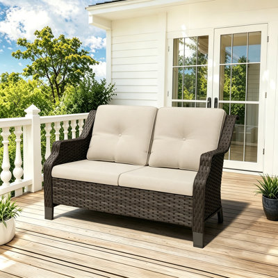 Tomball 50'' Wide Straight Wicker Loveseat with Cushions