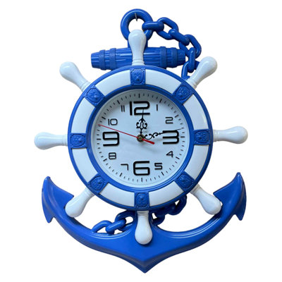Anchor And Ships Wheel Wall Clock