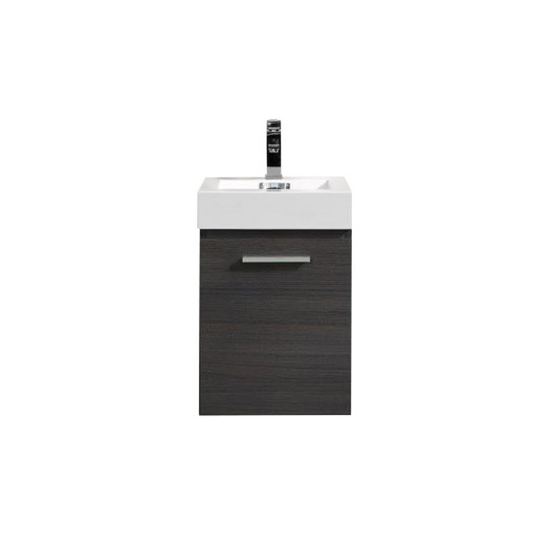 Royka 16'' Single Bathroom Vanity with Acrylic Top, High Gloss Gray Oak