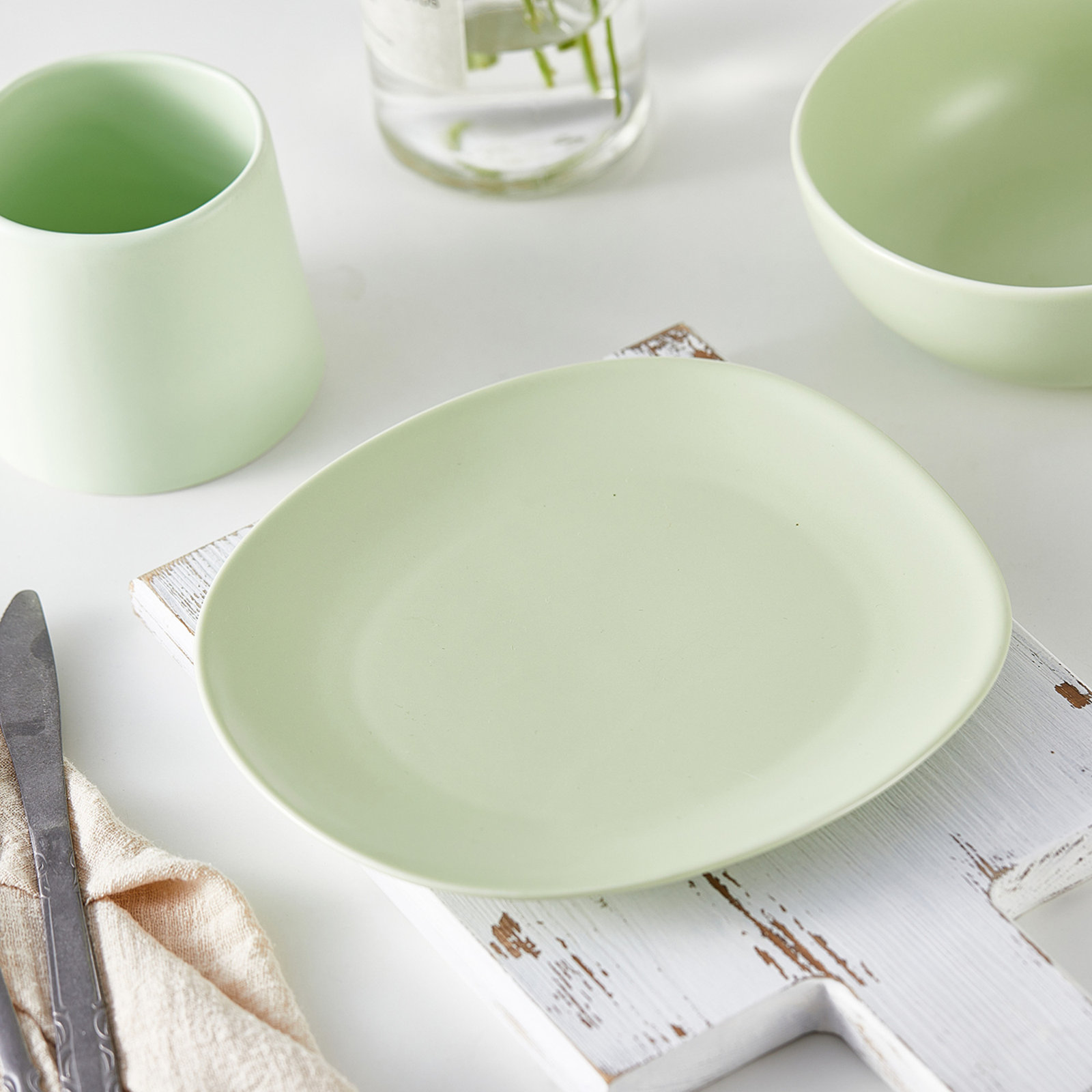 Stone Lain Delilah Salad Plate Set Porcelain, Lime Green