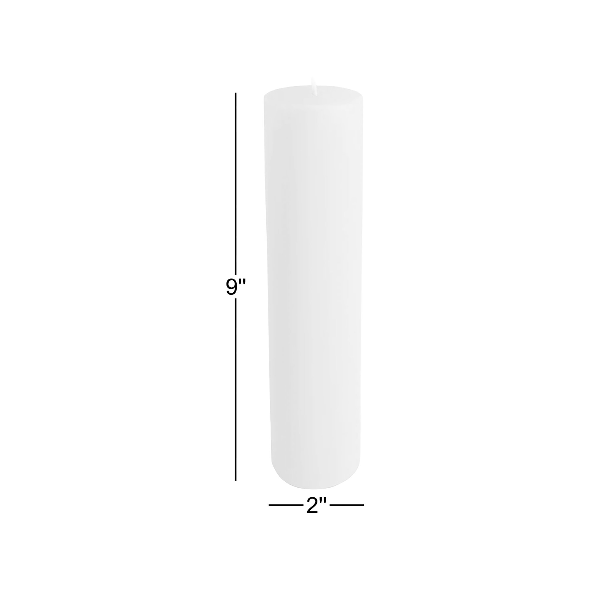 Oliva Unscented Pillar Candle, White, 9" H x 2" W x 2" D, 12