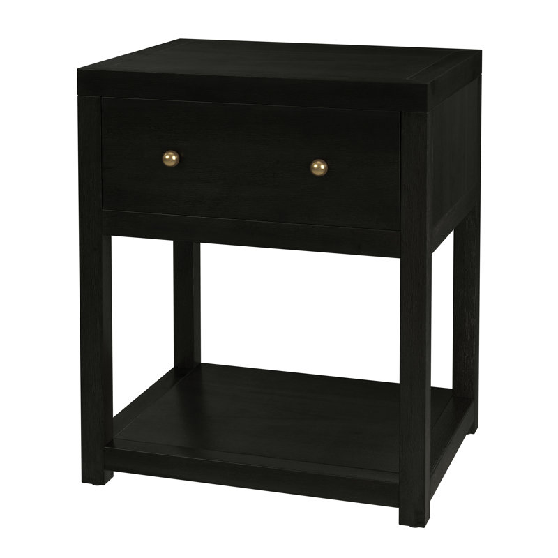 Nora 21 in. W Wood 1 Drawer Small Nightstand with Shelf, Antique Coffee