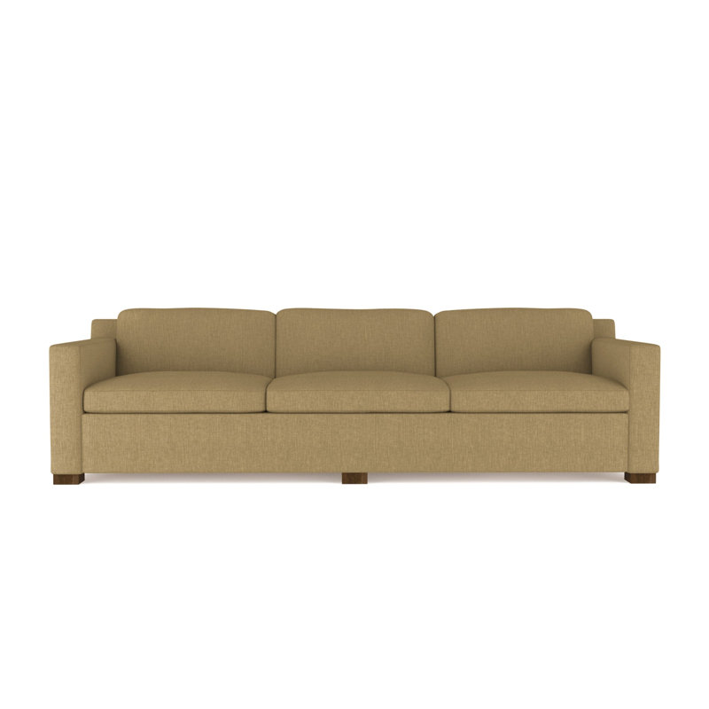 Mercer Track-Arm Extra Long Sofa, Plush Velvet Blue Print, Dark Brown, 33.5" H x 120" W x 39" D