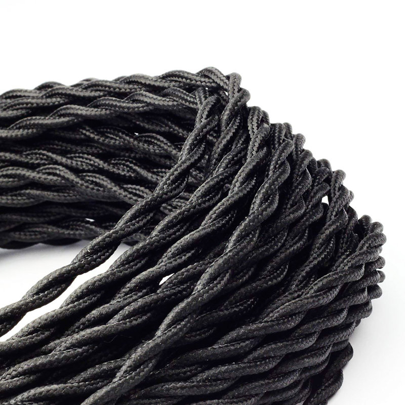 Twisted Cloth Electrical Cord, Black