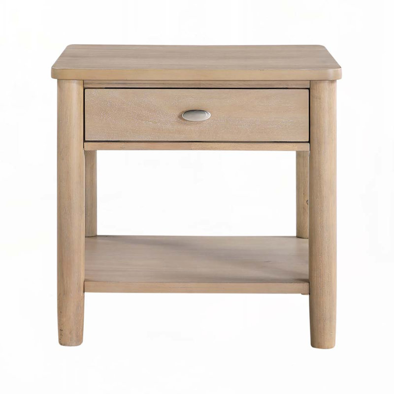 Table basse en bois avec tiroir, tablette ouverte