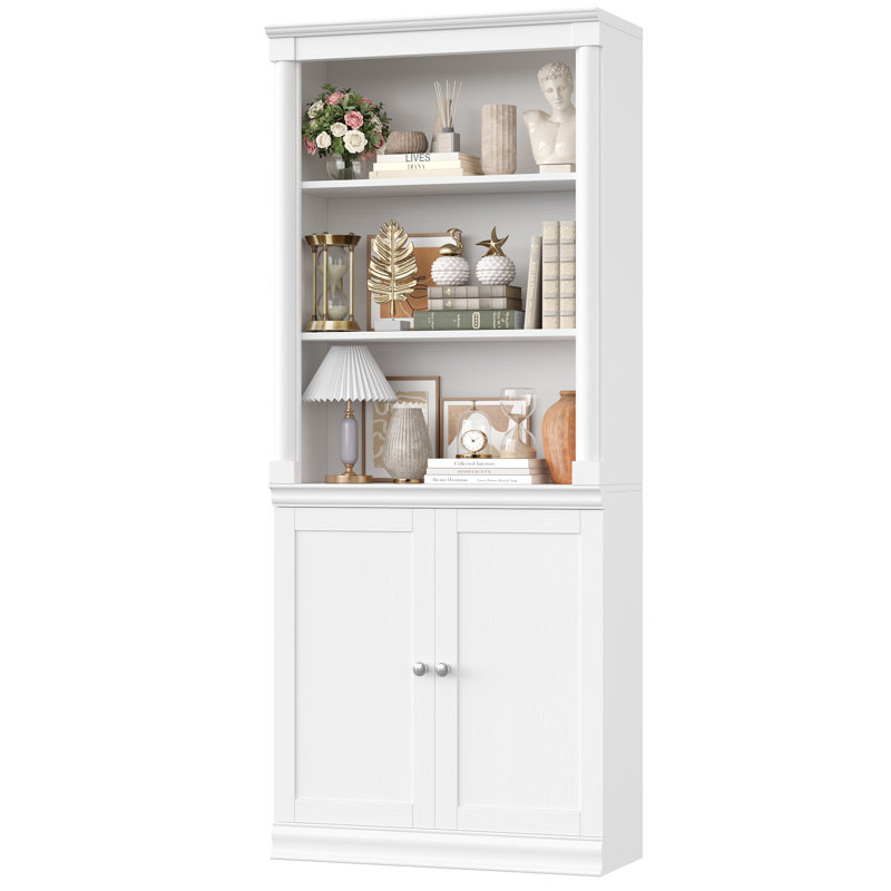 Bibliothèque standard avec rangement H 71 ", Blanc