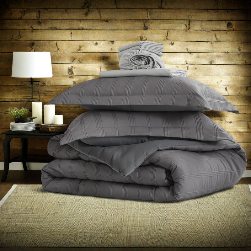 Piece Queen Bedding Sets, Polyester Striped Modern Home Comfort
