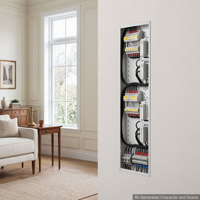 Boîtier multimédia structuré de 42 pouces encastré avec couvercle à visser, boîtier réseau de gestion des câbles, acier laminé à froid, armoire électrique encastrée, avec entrées prédécoupées, montage encastré ou en saillie