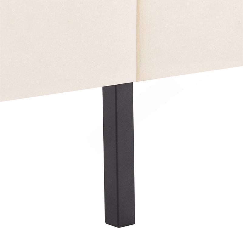 Grand lit plateforme tapissier en tissu, Beige