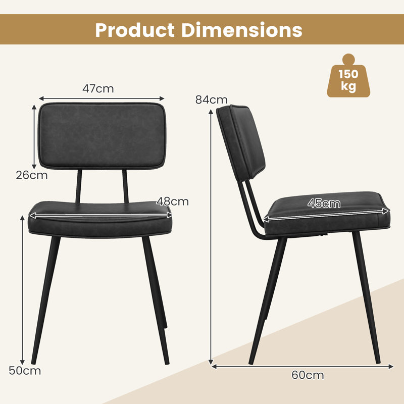 Kapp 50cm H Upholstered Metal Side Chair in Black