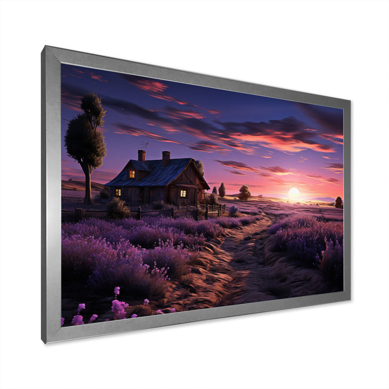 «Old Purple Farm House IV», reproduction sur toile, Cadre photo argenté, H 24 po x l 32 po x P 1 po