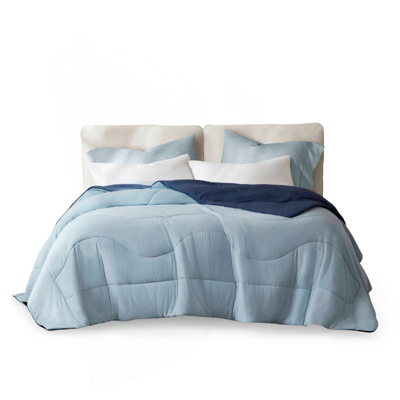 Couverture d'édredon réversible 1 pièce Tencel, Bleu, King Comforter