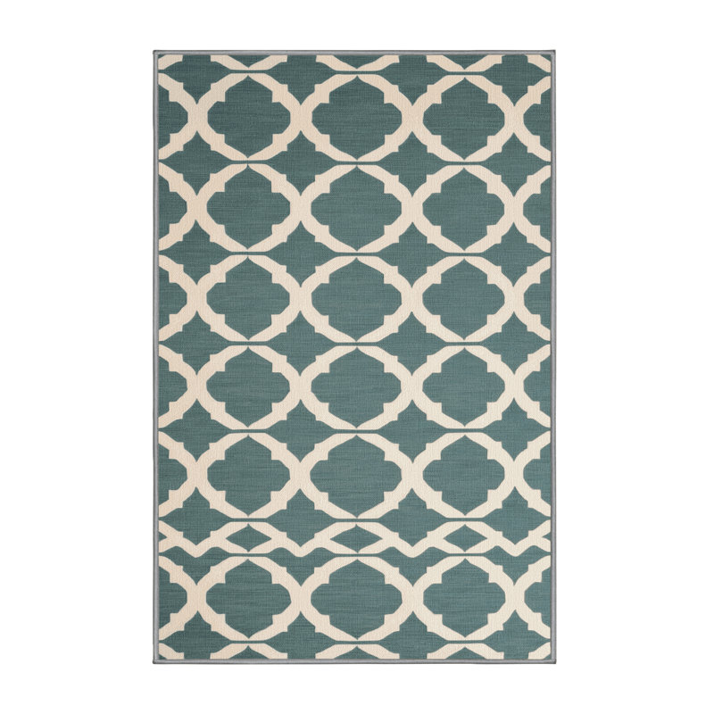 Machine Washable Trellis Gray Area Rug, Rectangle 6' x 9'