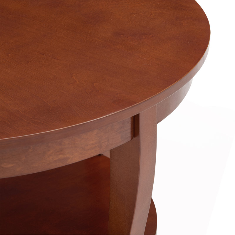 Round Coffee Table with Lower Shelf, 30 inch Wood Accent Table with Open Storage for Living Room, Bedroom, Apartment