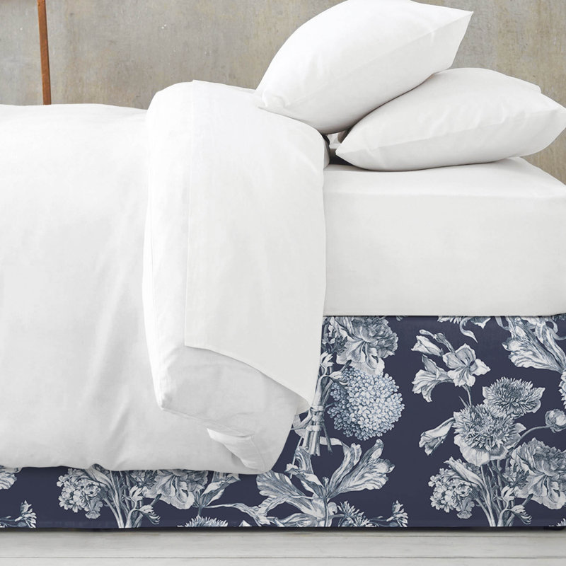 Alexandria Indigo Cotton Bedskirt, Queen, 18"