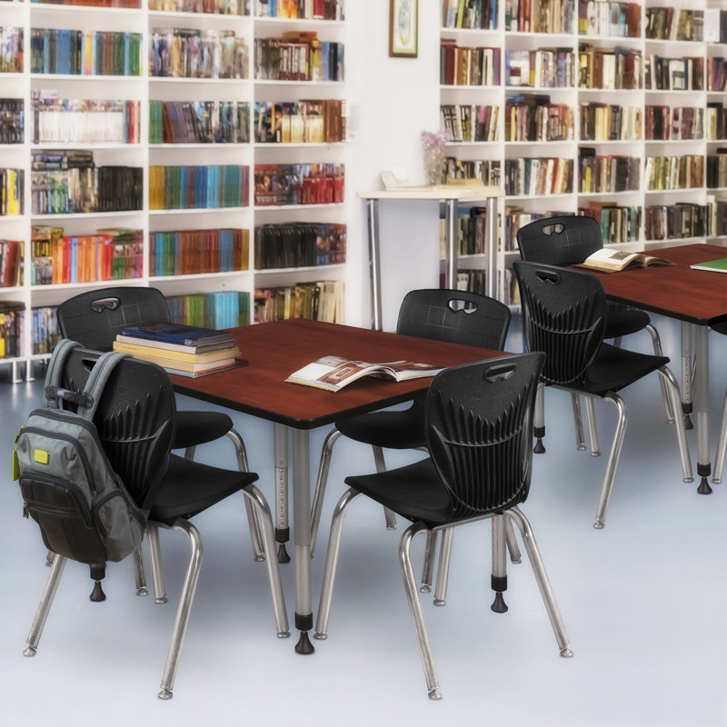 Romig Kee 42" L Breakroom Table and Chair Set, 34" H x 42" L x 42" W, Cherry, Black