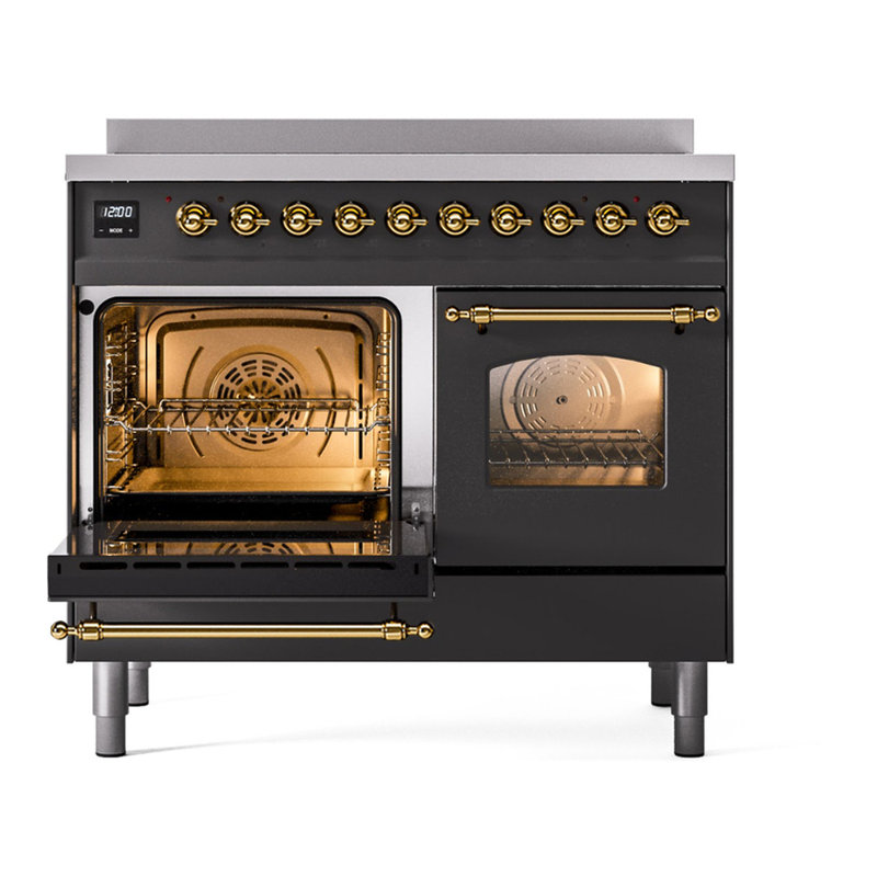 ILVE Nostalgie II 40 in Induction Range, Graphite Matte/Brass
