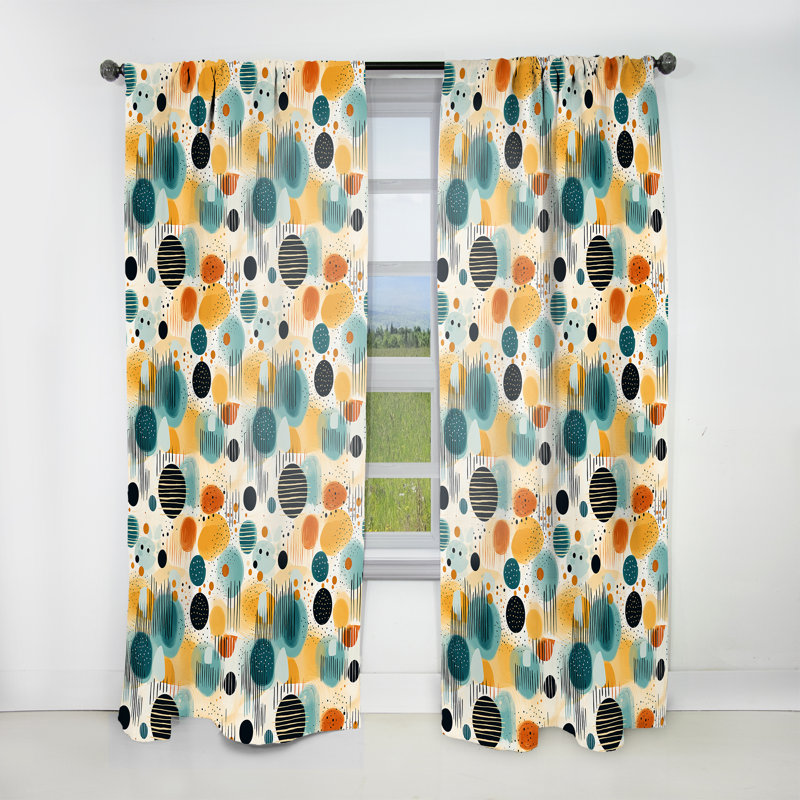 Motif géométrique jaune et vert I - Rideau obscurcissant géométrique abstrait - 1 panneau, L 52 po x L 84 po