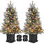 Arbre de Noël artificiel de 3 pi avec 78 lumières DEL et base de flocon de neige, pin de Noël à piles, décorations de baies rouges, pour la décoration de Noël à la maison, facile à assembler