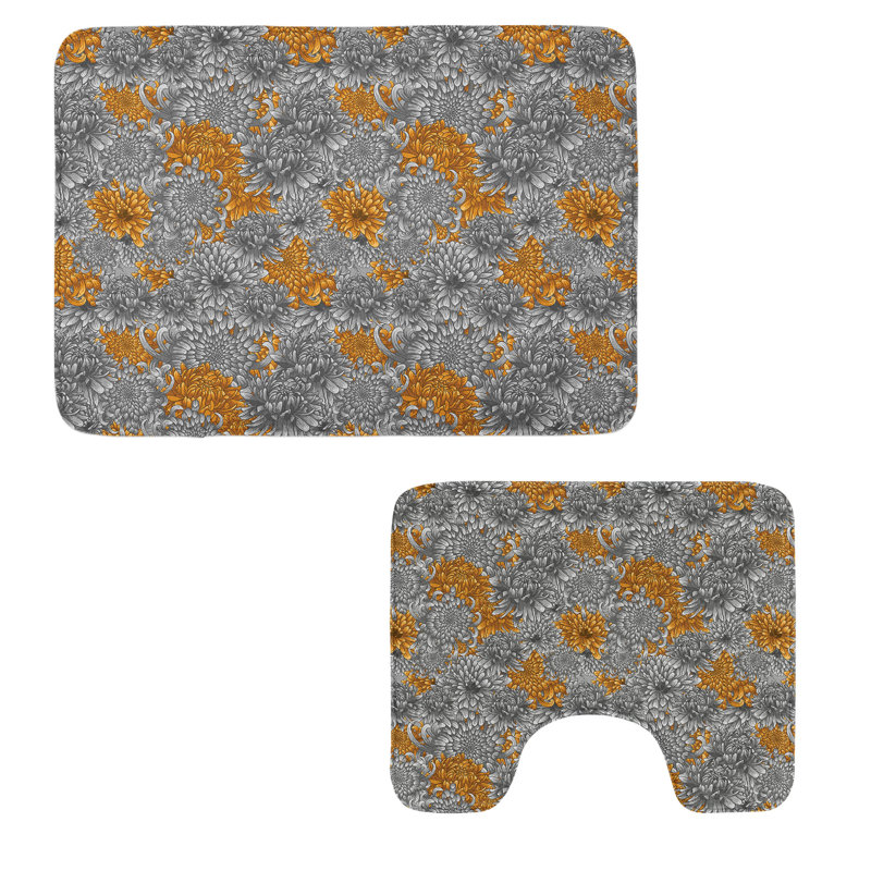  Ensemble de 2 tapis floraux pour salle de bain