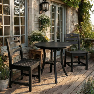 3-Piece HDPE Outdoor Patio Bistro Set with Round Table and 2 Chairs