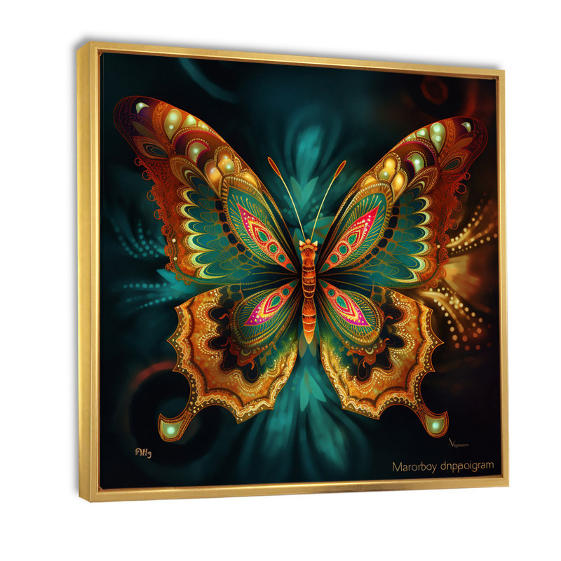 Papillon magique éthéré I, H 36 po x l 36 po x P 1,5 po, Cadre flottant doré