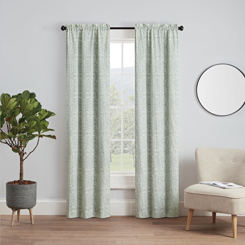 Aleigh Sheer Curtain Pair, Spa, 28"W x 95"L