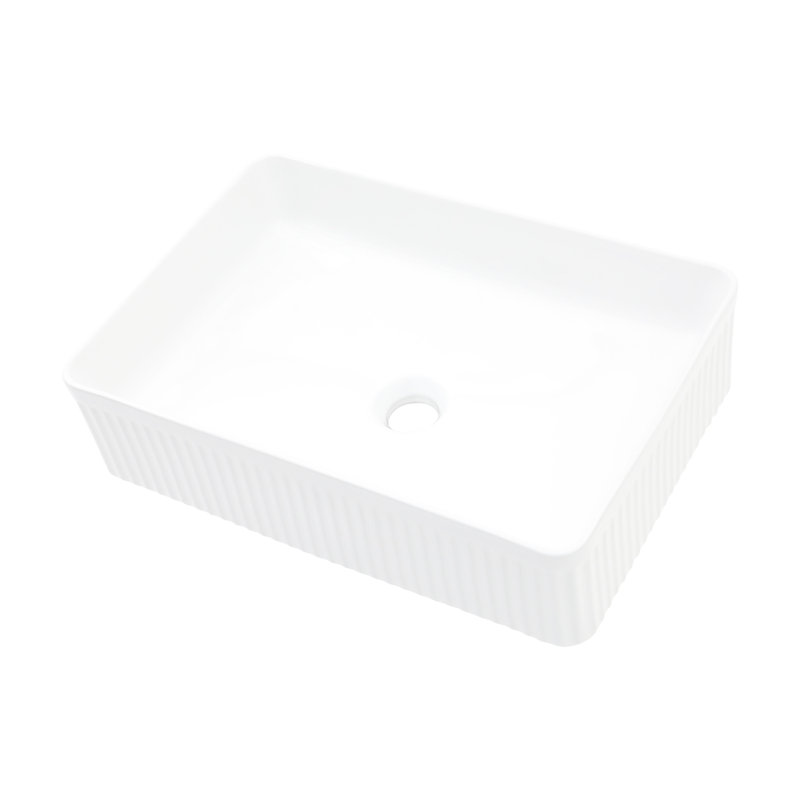Quality White Ceramic Rectangular Bathroom Sink - Vessel Type, Stain , Rectangular, Elegant Design, To Stains