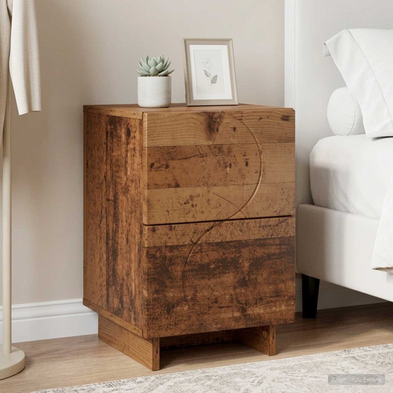 33.5 cm W Bedside Table, Oak Wood
