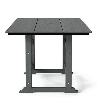 34" Square Outdoor Dining Table with Umbrella Hole, All-Weather HDPE Patio Dining Table for Garden, Deck, Porch & Poolside