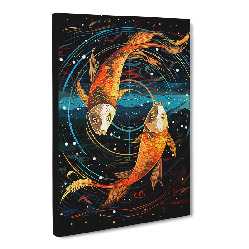 Pisces Fish Zodiac Colour Field - Wrapped Canvas, 76cm H x 50cm W x 3cm D