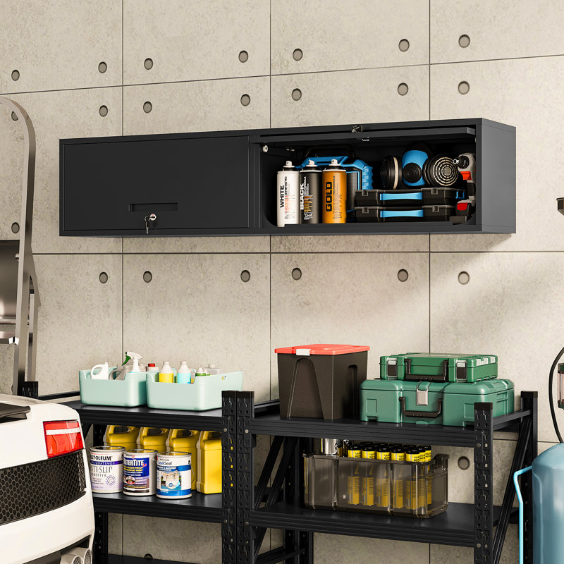 Armoire de rangement simple en acier (H 22 po x l 32 po x P 16 po), Noir, 22" H x 32" W x 16" D