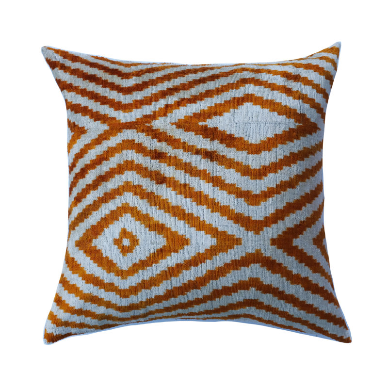Willow Silk Square Pillow Cover & Insert, Brown/Gray Ikat
