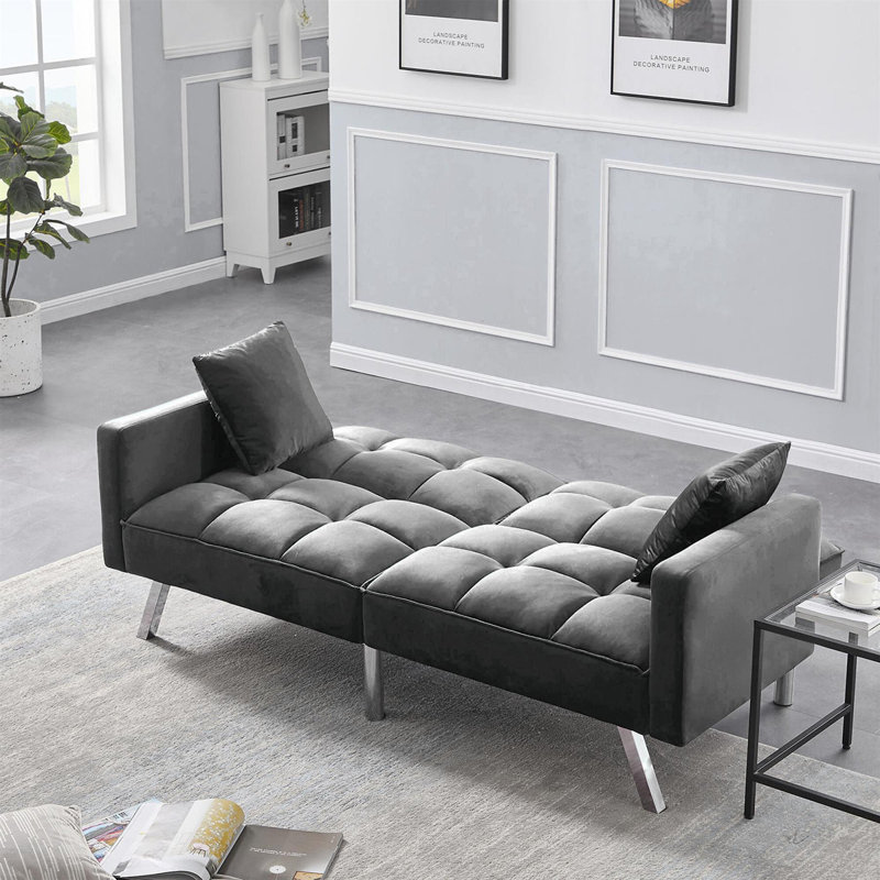 Orianna 2 Seater Velvet Sleeper, Grey Velvet