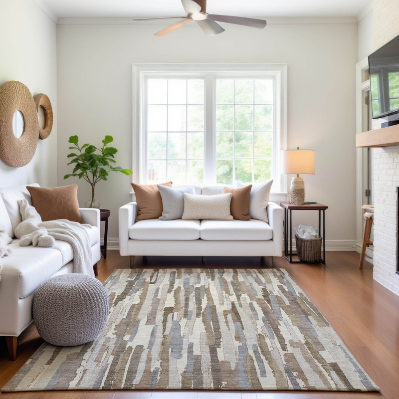 Premium Machine Washable Elize AMF1314 Stripes Rug, Rectangle 8' x 10'