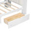 Lit plateforme simple en bois avec rangement spacieux, 2 tiroirs, charge, éclairage à DEL, bureau et tête de lit tapissier doux, blanc beige avec 8 tablettes de rangement, station de charge, DEL réglable-257682235